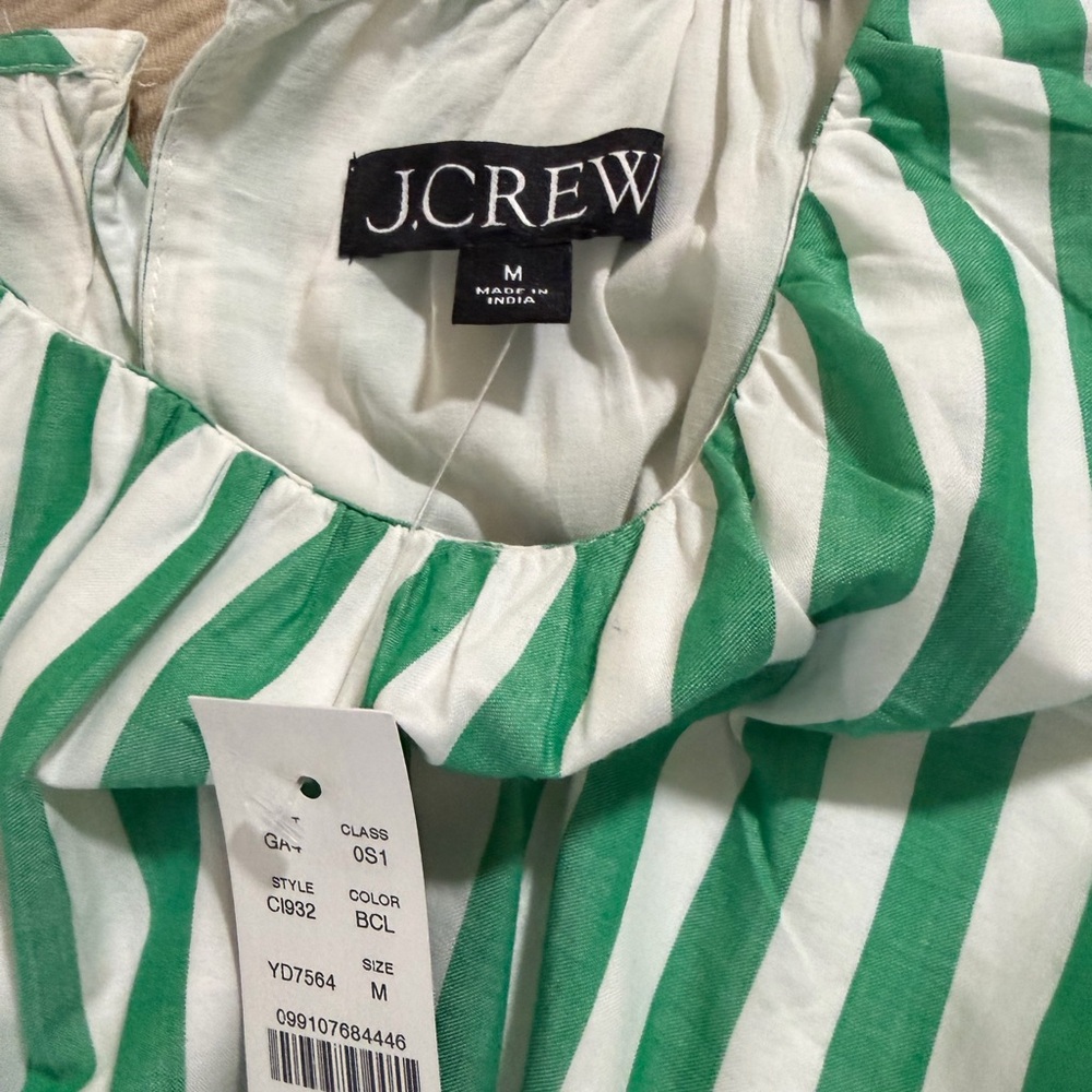 J.Crew Green and White Striped Sleeveless Dress - Picture 4 of 6